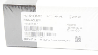DePuy 1218-87-352 Pinnacle Metal Insert Neutral 36mm ID x 52mm OD (x)